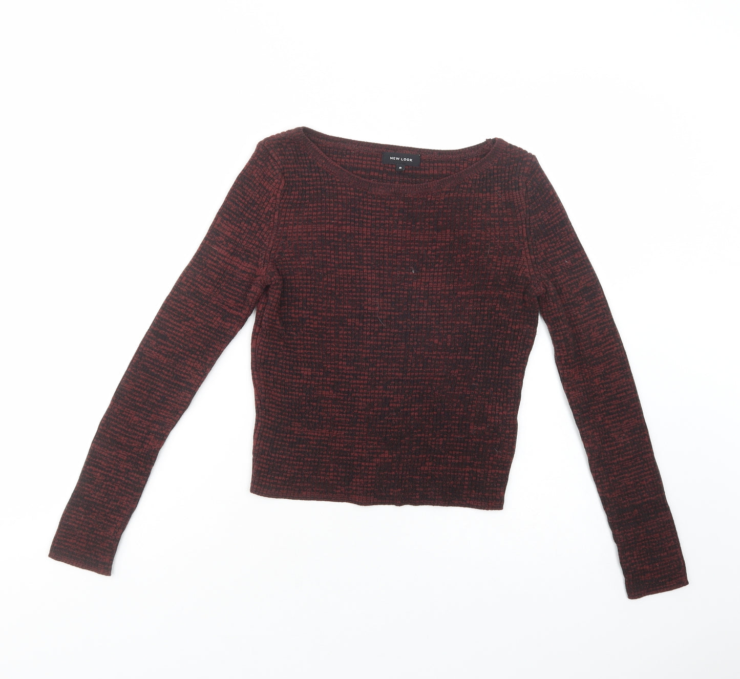 New Look Womens Red Boat Neck  Acrylic Pullover Jumper Size 8