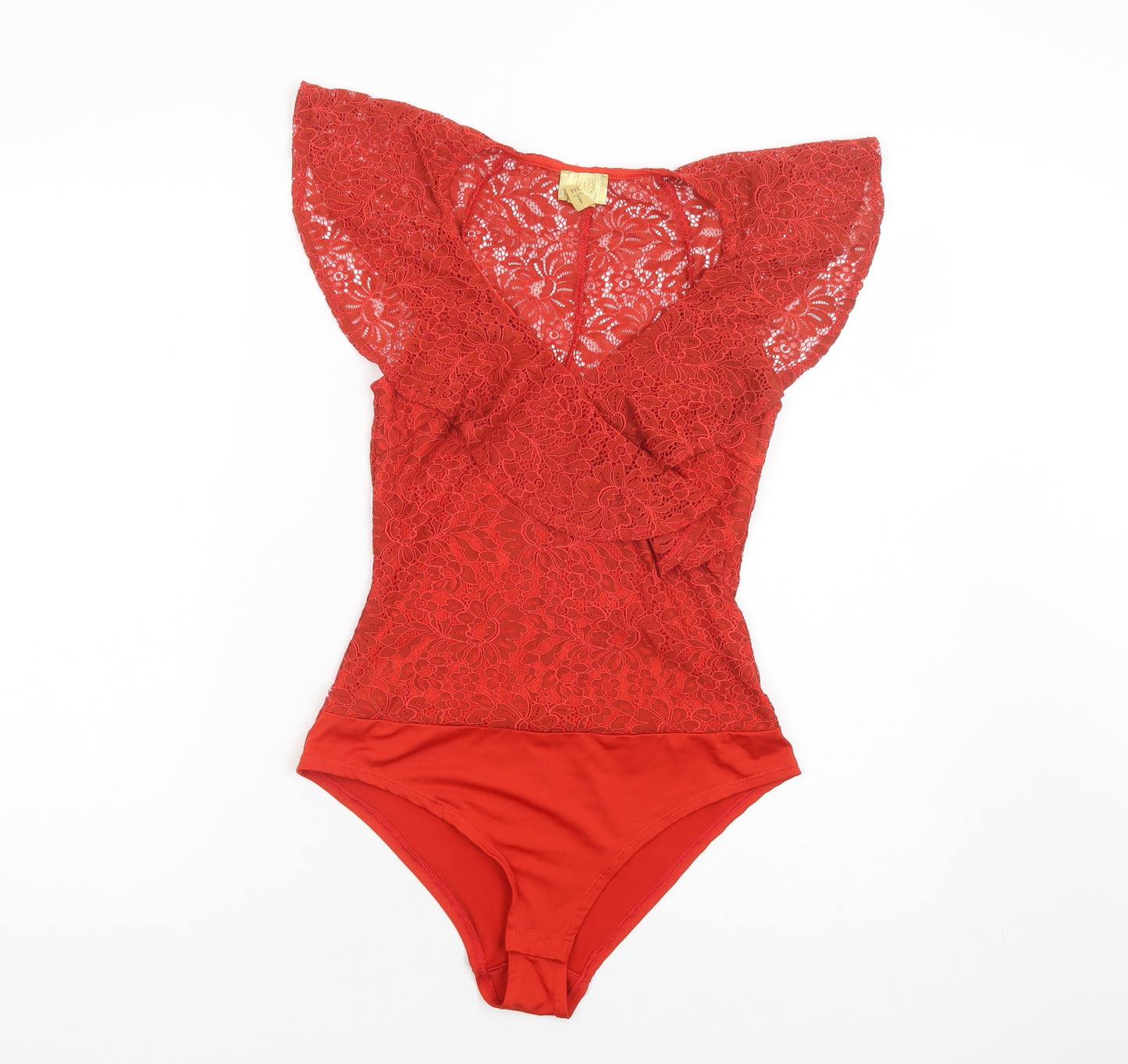 H&M Womens Red  Polyamide Bodysuit One-Piece Size 8  Snap