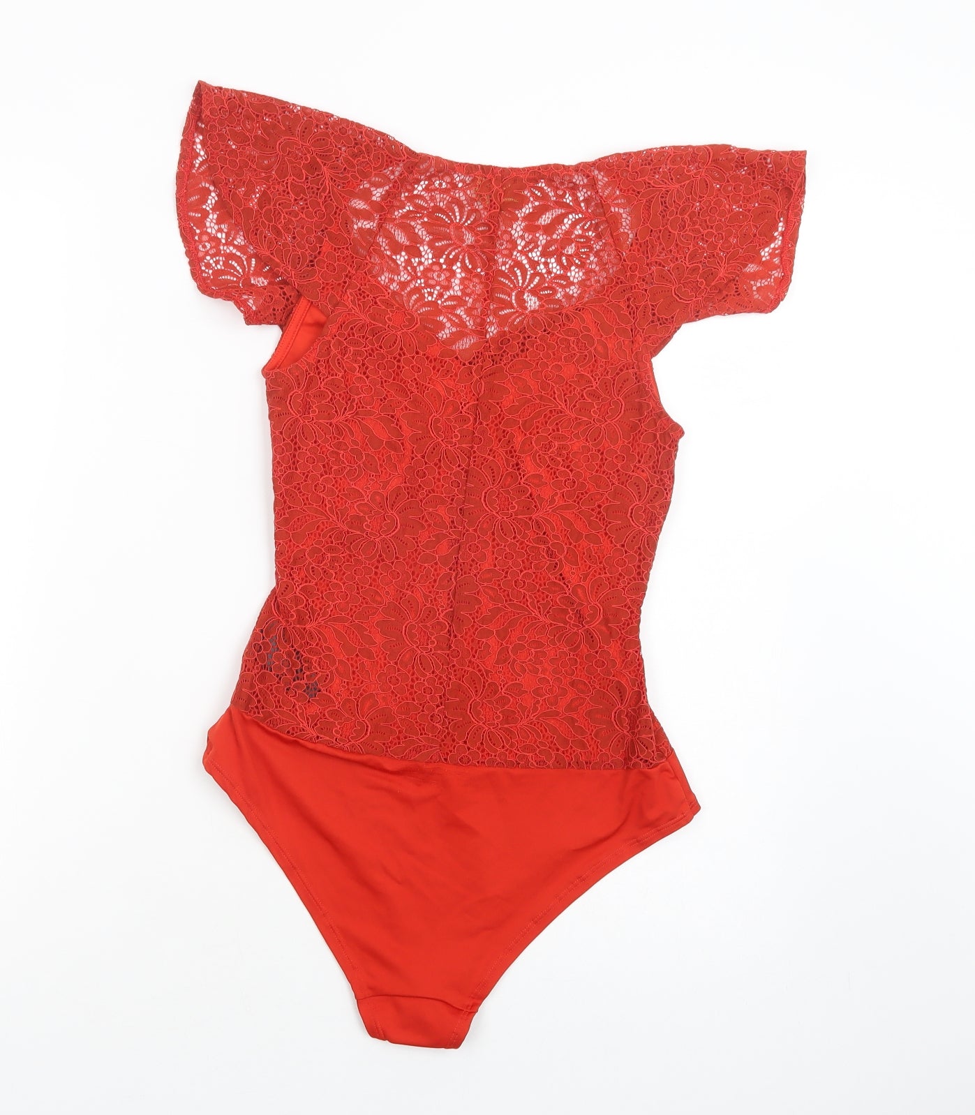 H&M Womens Red  Polyamide Bodysuit One-Piece Size 8  Snap