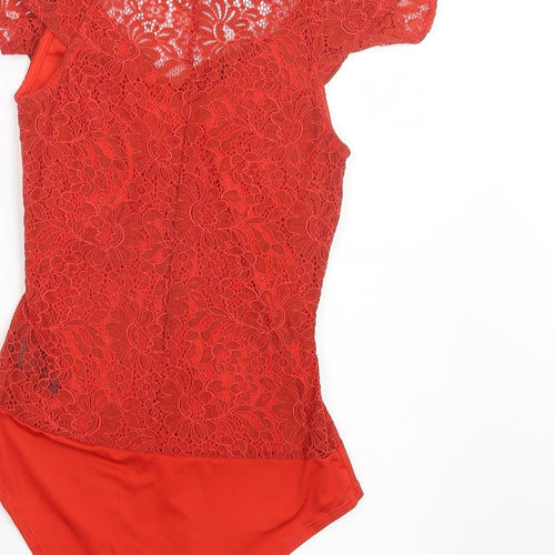 H&M Womens Red  Polyamide Bodysuit One-Piece Size 8  Snap