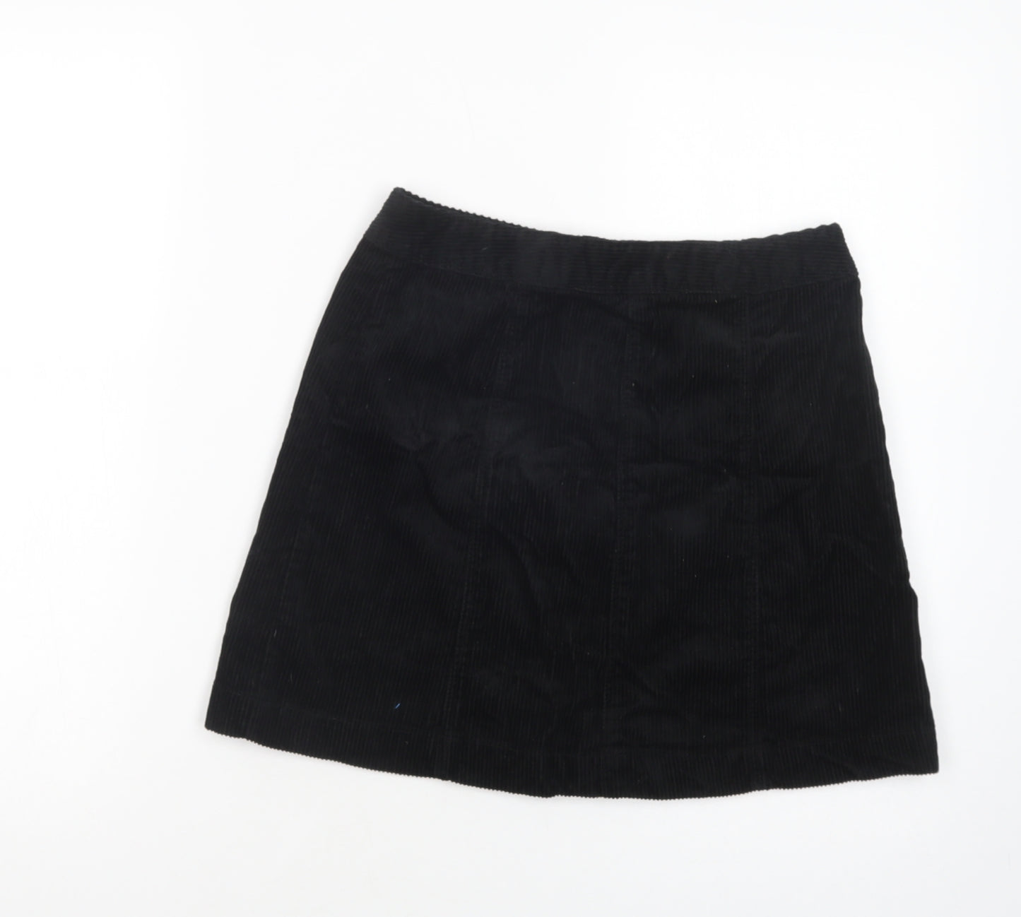 H&M Womens Black  Cotton Mini Skirt Size 8   Button