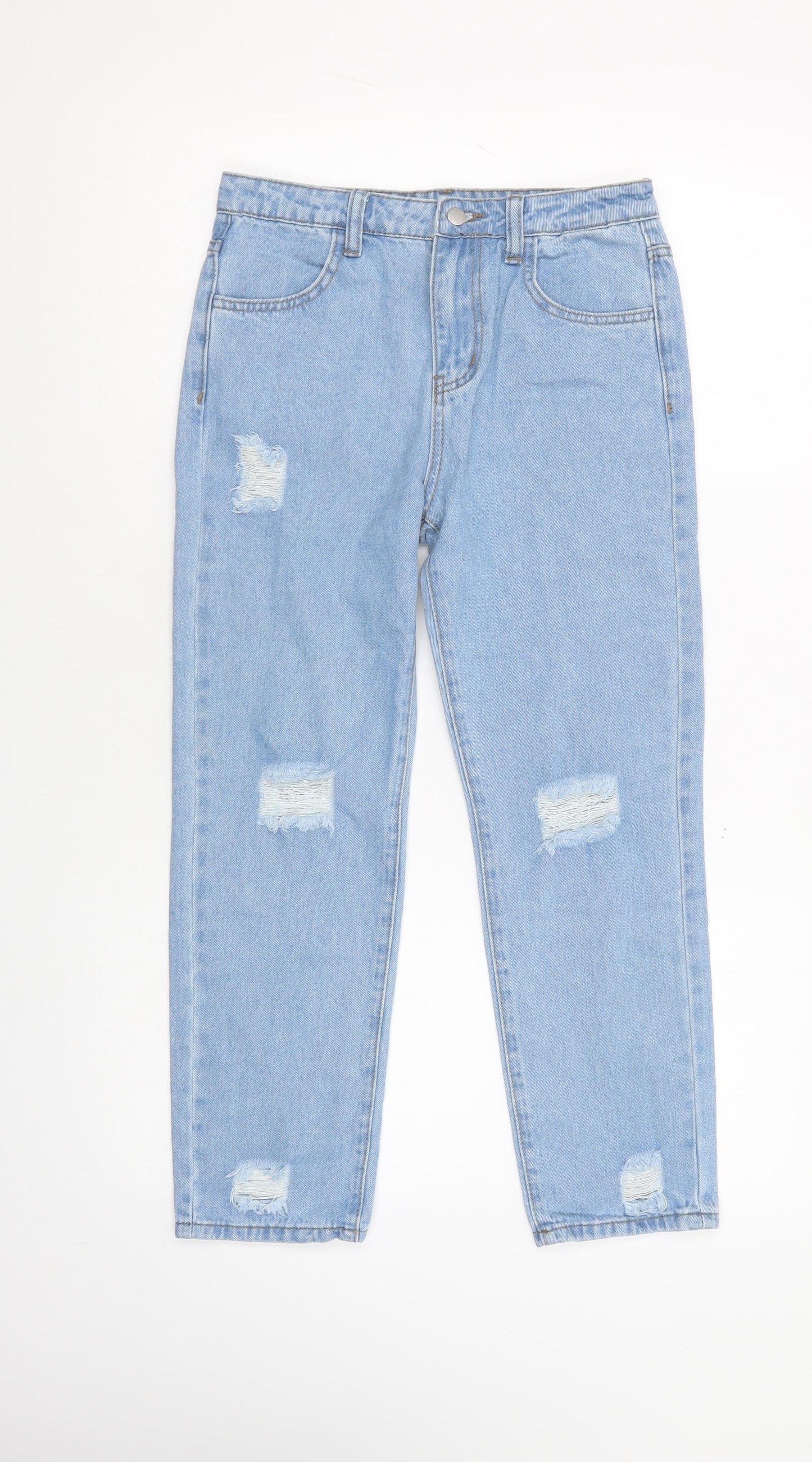 SheIn Girls Blue  Cotton Straight Jeans Size 10 Years  Regular Button