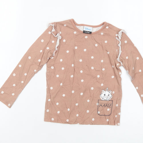 George Girls Pink Polka Dot Cotton Pullover T-Shirt Size 3-4 Years Crew Neck Pullover - Marie The Cat