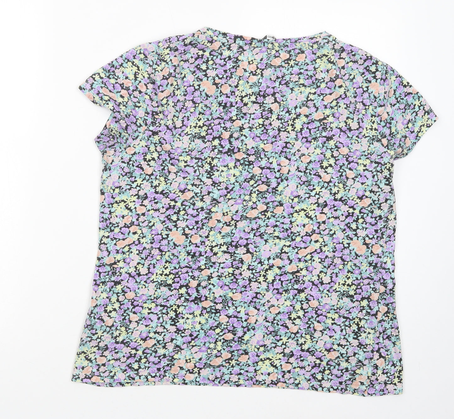 Pep & Co Womens Multicoloured Floral Cotton Basic T-Shirt Size L Crew Neck