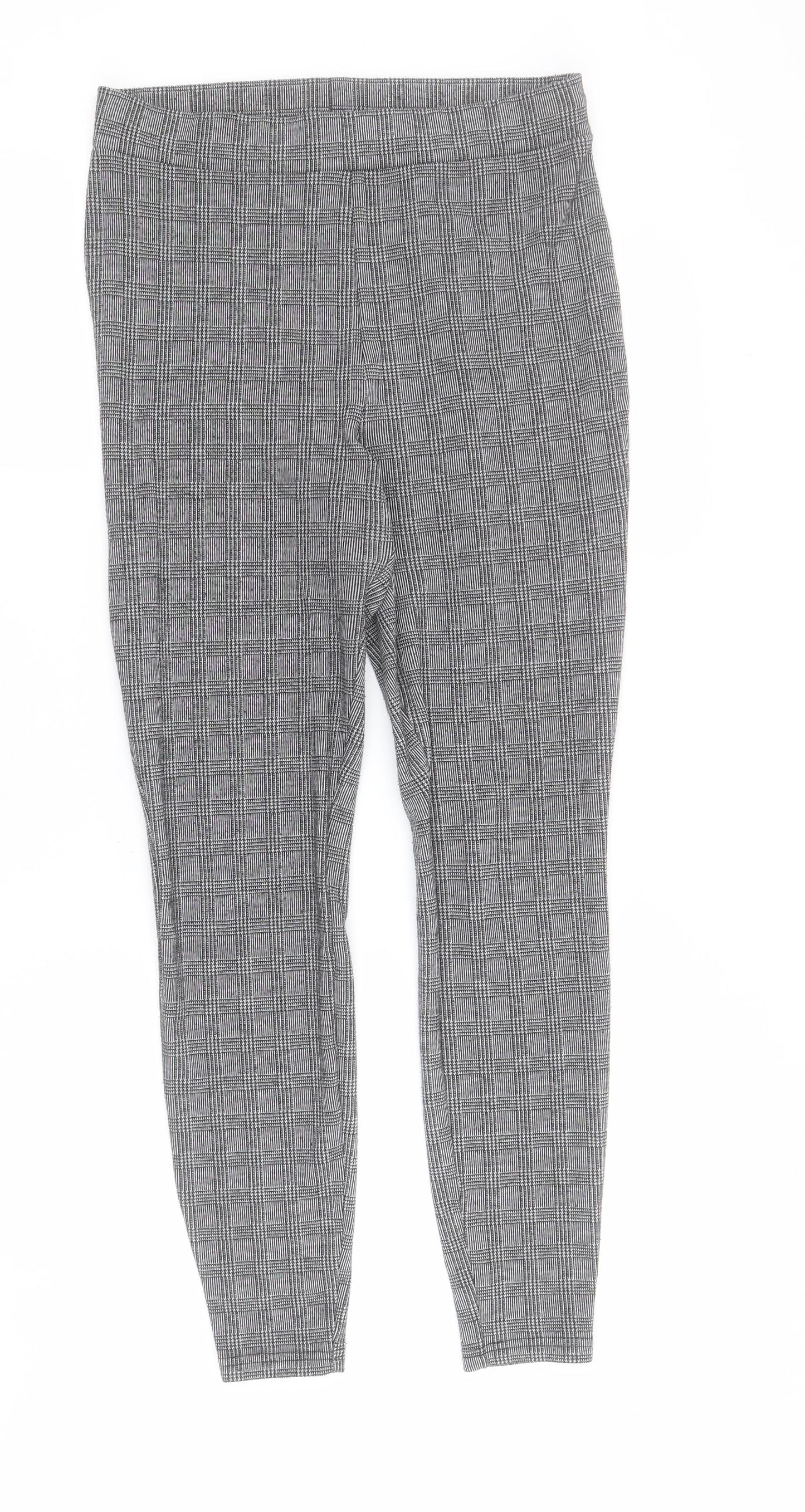 Matalan Womens Black Houndstooth Polyester Cropped Trousers Size 12 L28 in Regular