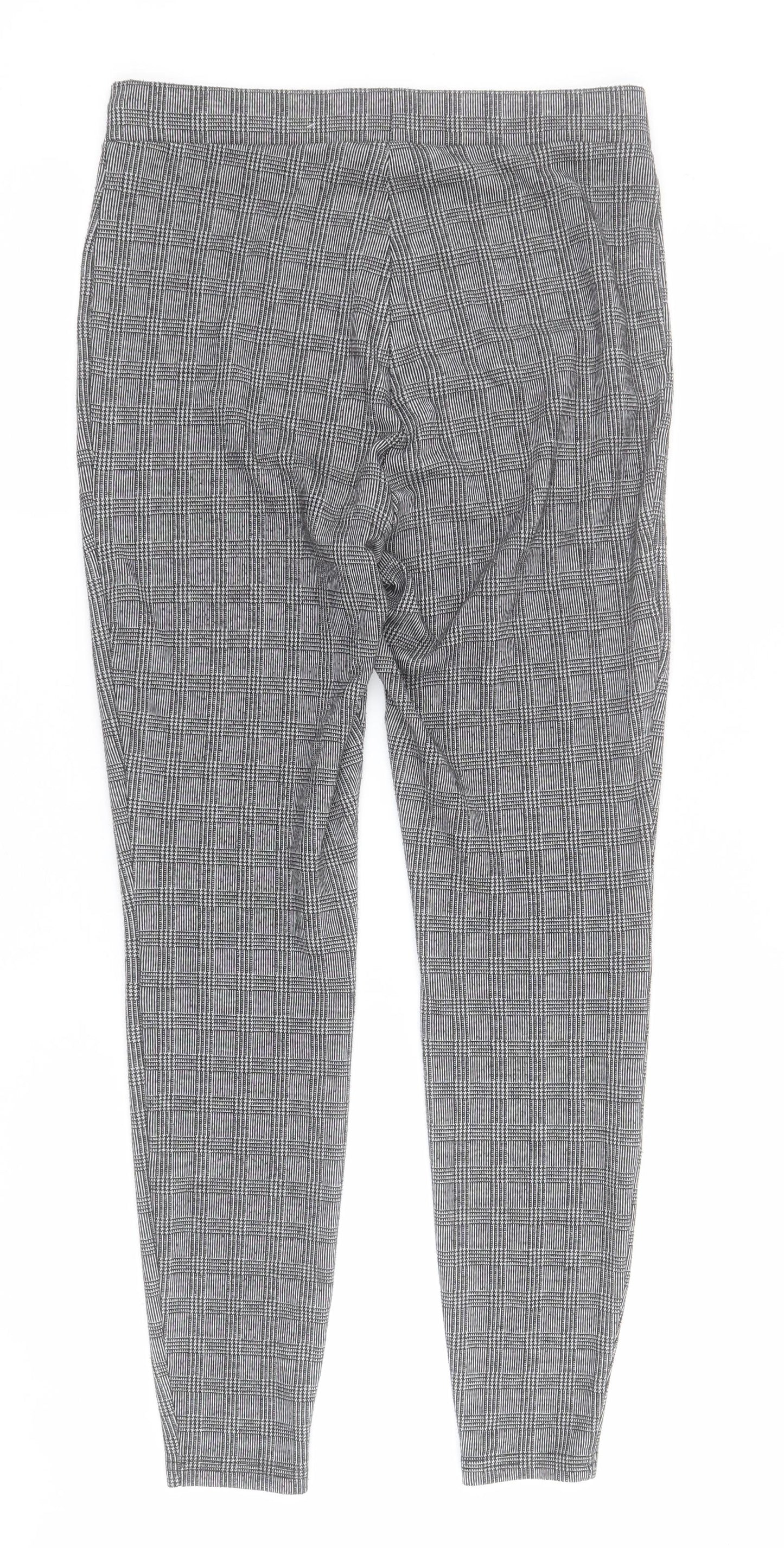 Matalan Womens Black Houndstooth Polyester Cropped Trousers Size 12 L28 in Regular