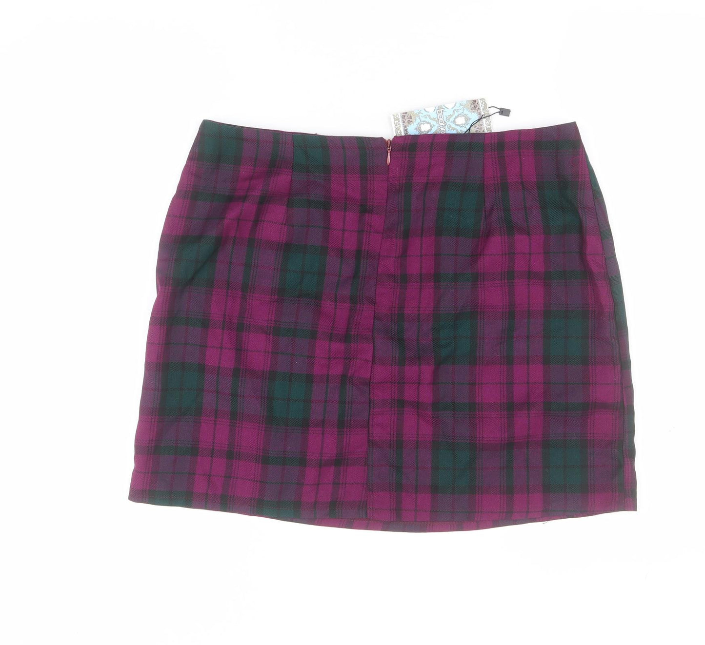 Boohoo Womens Pink Plaid Polyester Mini Skirt Size 14   Zip