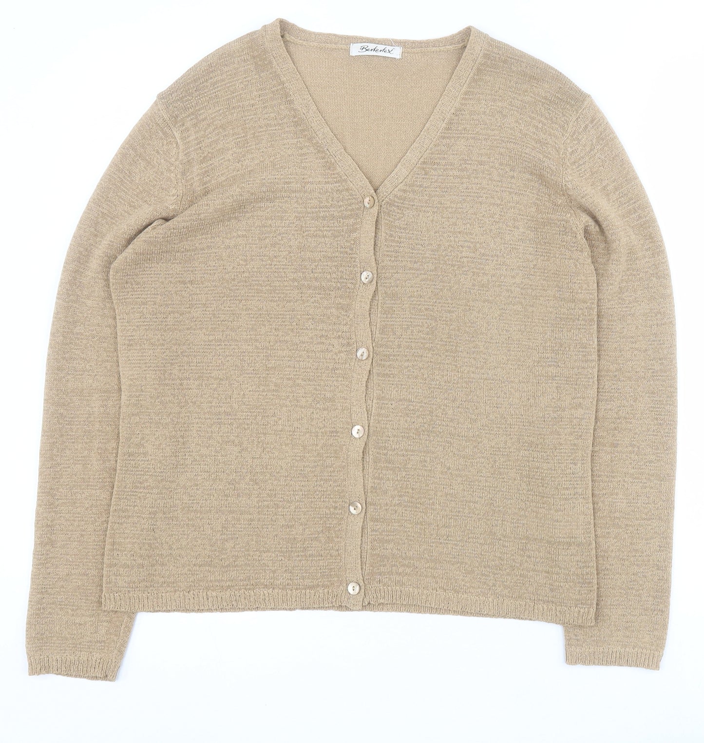 Berkertex Womens Brown V-Neck  Viscose Cardigan Jumper Size 18