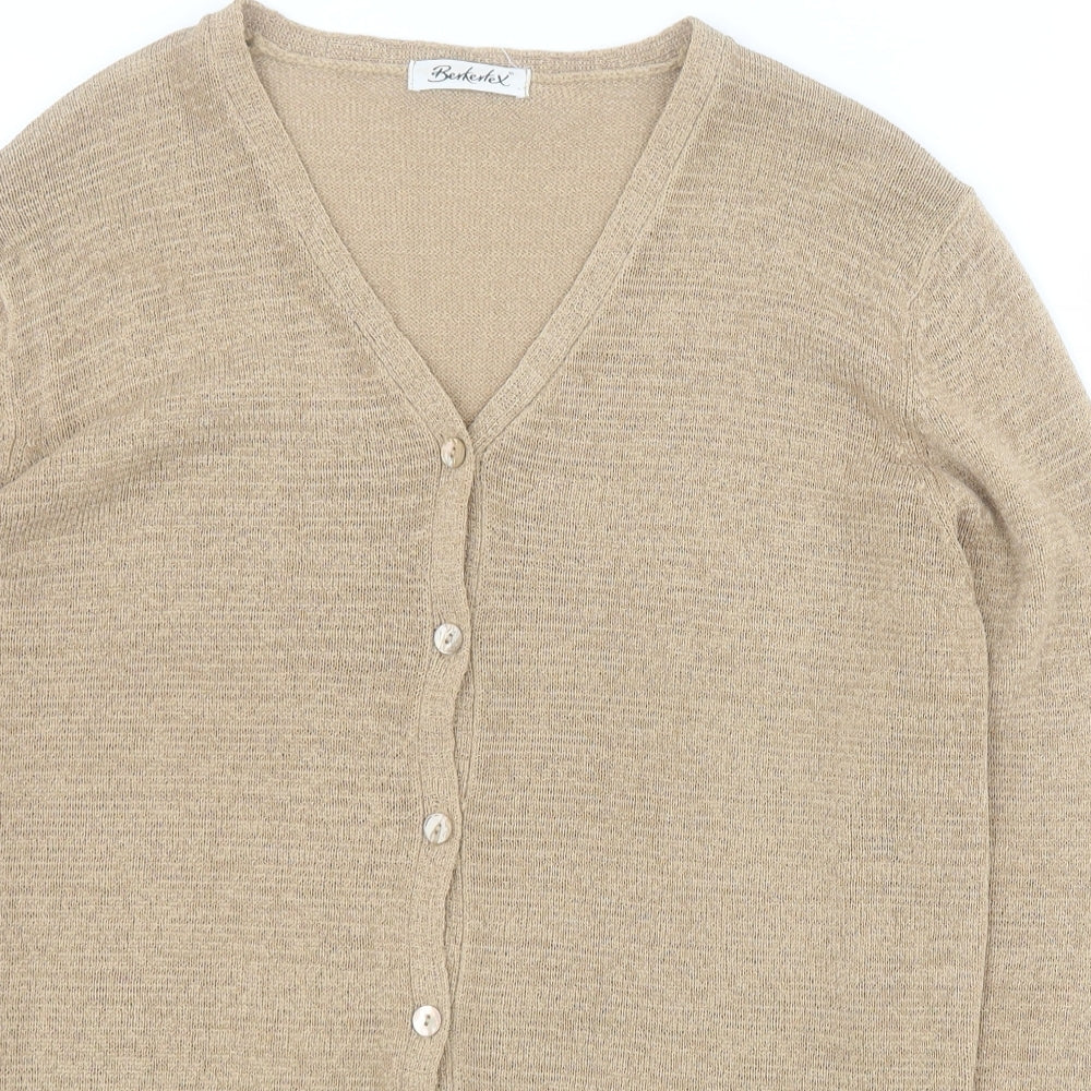 Berkertex Womens Brown V-Neck  Viscose Cardigan Jumper Size 18