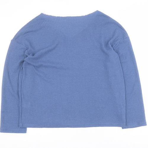 SheIn Womens Blue V-Neck  Polyester Pullover Jumper Size L