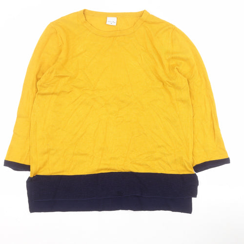 Stock Shop Womens Yellow Round Neck  Viscose Henley Jumper Size M