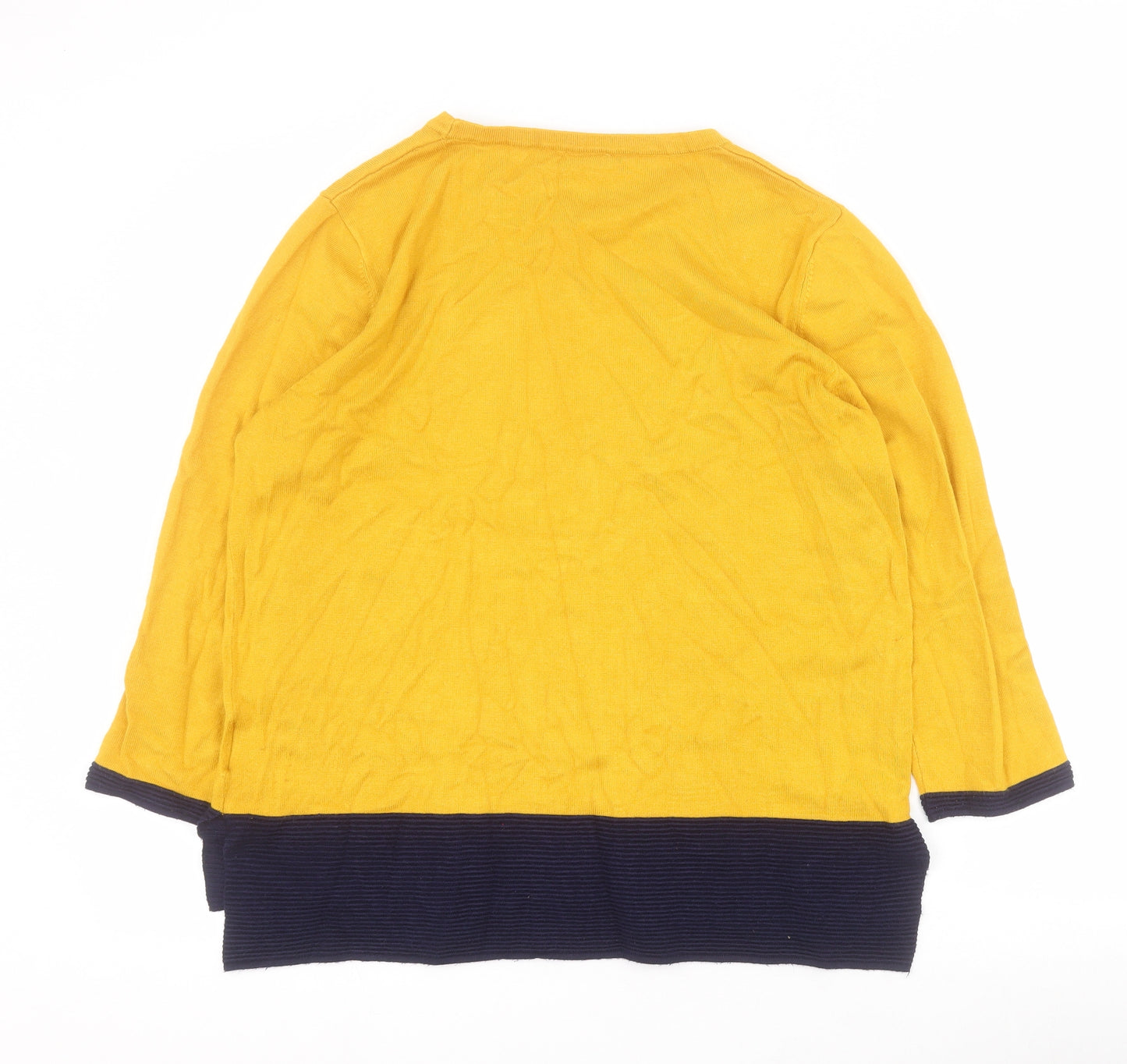 Stock Shop Womens Yellow Round Neck  Viscose Henley Jumper Size M