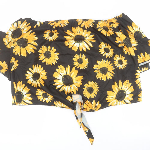 SheIn Womens Black Floral Polyester Basic Blouse Size XL Square Neck