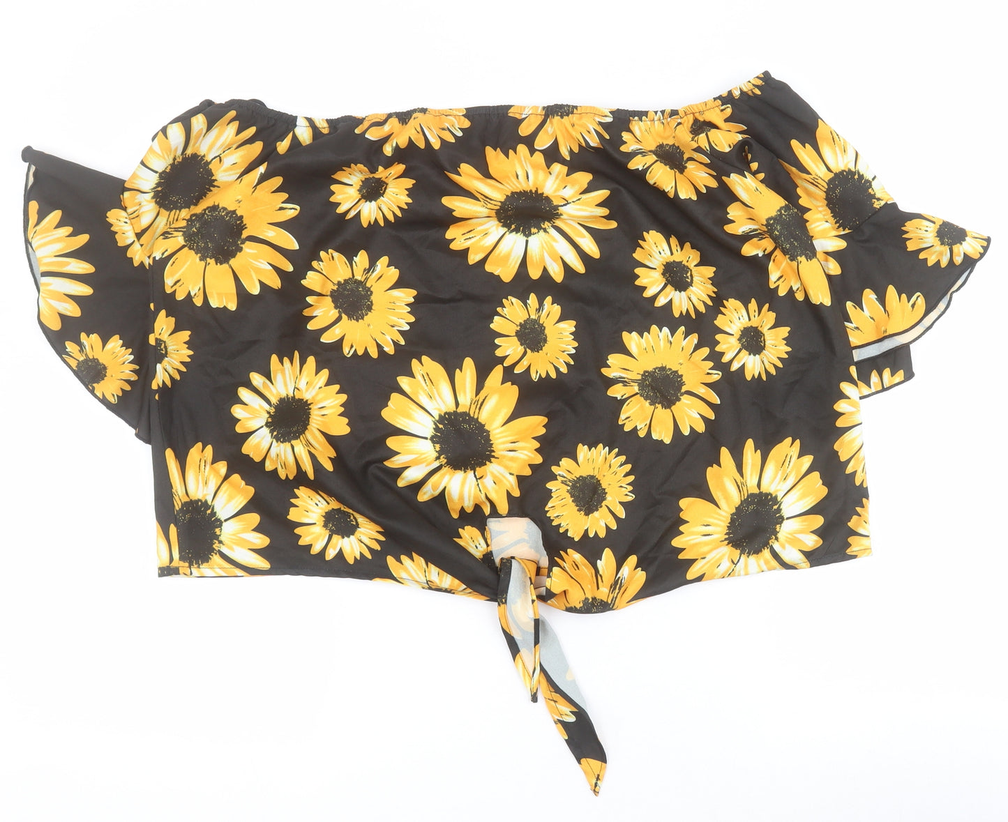 SheIn Womens Black Floral Polyester Basic Blouse Size XL Square Neck