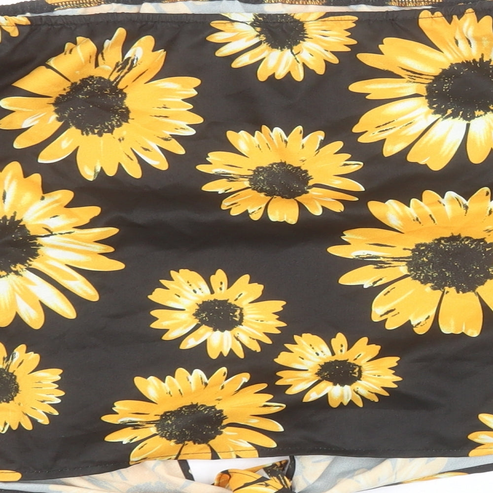 SheIn Womens Black Floral Polyester Basic Blouse Size XL Square Neck