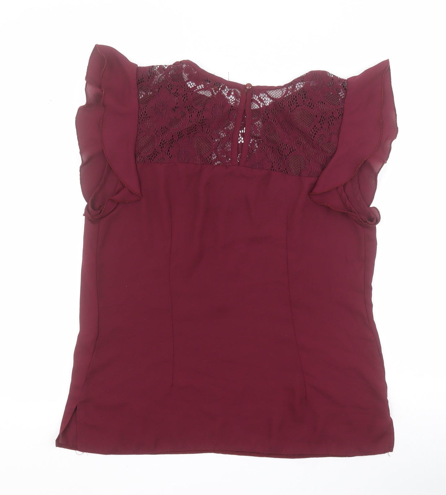 Billie & Blossom Womens Red  Nylon Basic Blouse Size 12 Round Neck