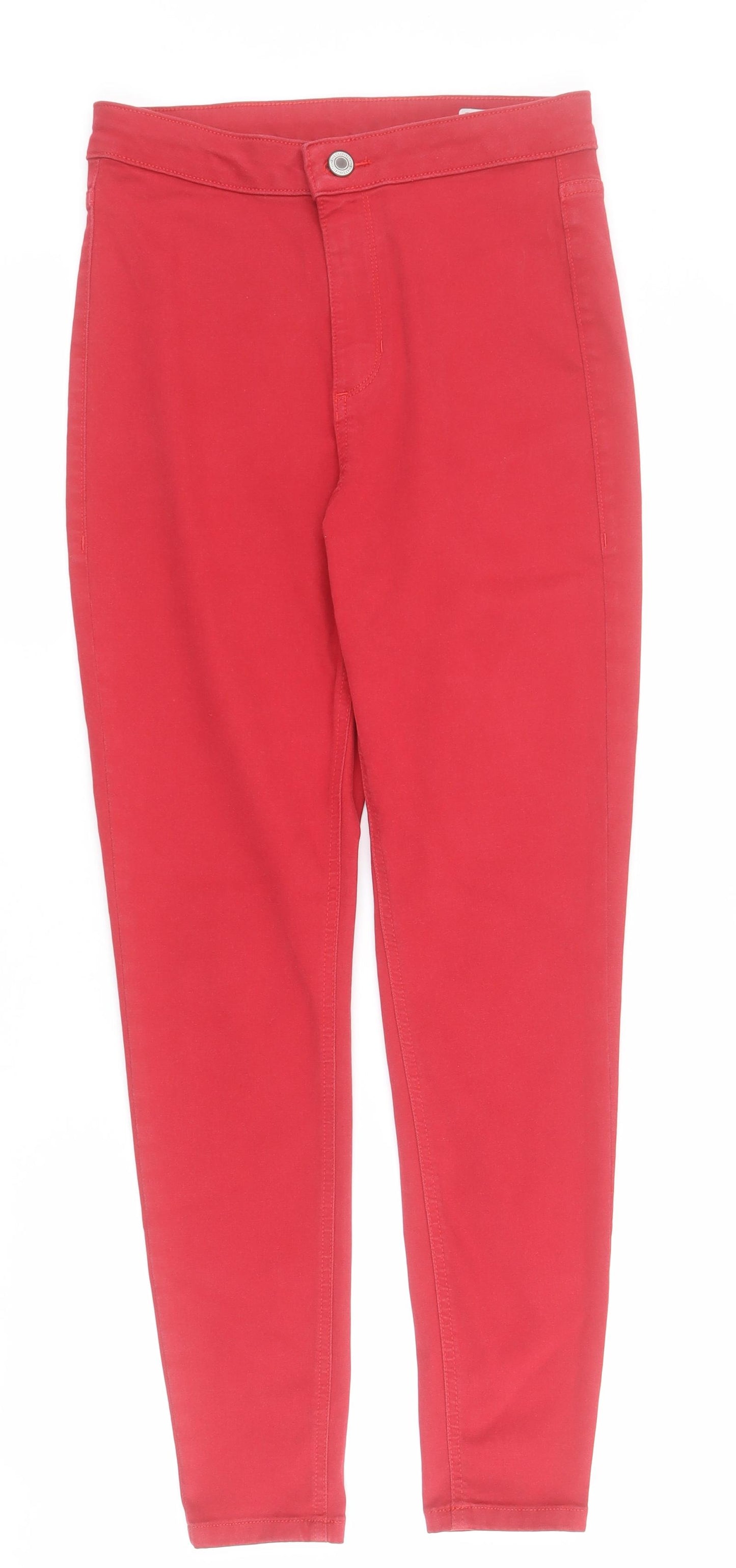 Marks and Spencer Womens Red  Cotton Skinny Jeans Size 10 L28 in Regular Zip - Super skinny