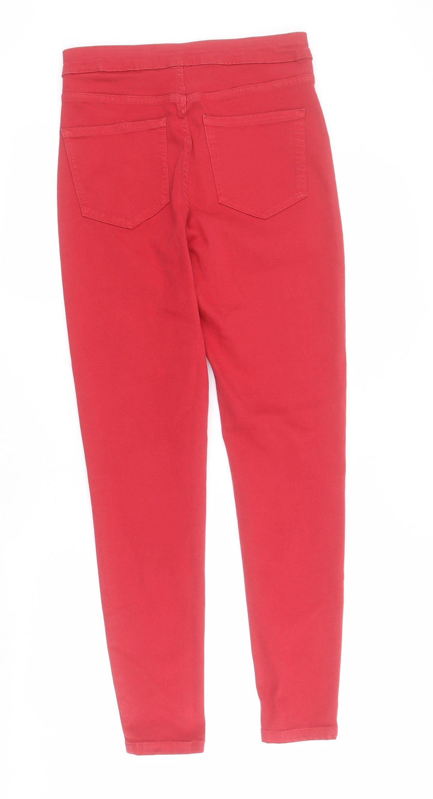 Marks and Spencer Womens Red  Cotton Skinny Jeans Size 10 L28 in Regular Zip - Super skinny