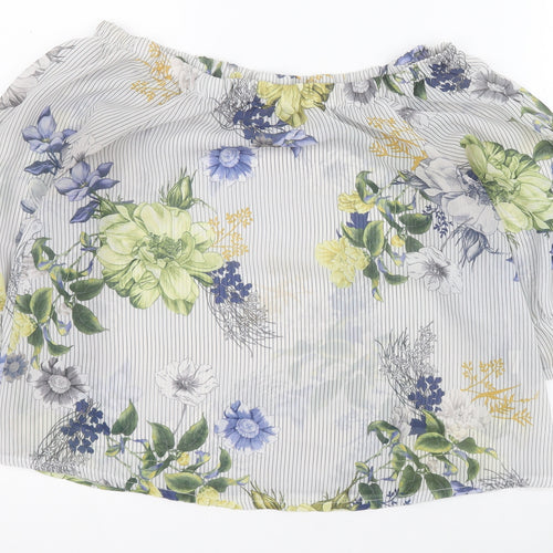 Innocence Womens White Floral Polyester Basic Blouse Size 12 Off the Shoulder