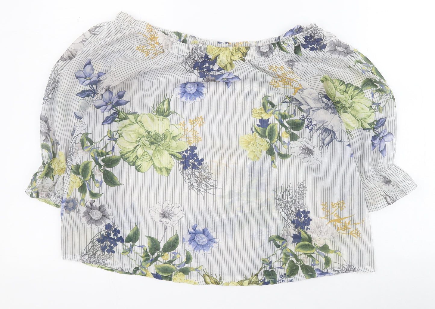 Innocence Womens White Floral Polyester Basic Blouse Size 12 Off the Shoulder