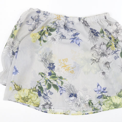 Innocence Womens White Floral Polyester Basic Blouse Size 12 Off the Shoulder