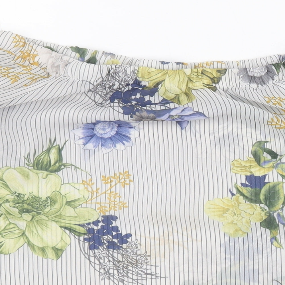 Innocence Womens White Floral Polyester Basic Blouse Size 12 Off the Shoulder