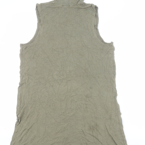 Papaya Womens Green  Viscose Basic Tank Size 16 High Neck