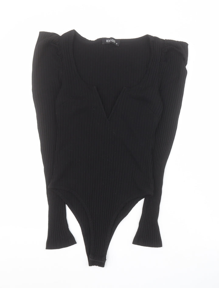 Rebellious Womens Black Polyester Bodysuit One-Piece Size 10 L9 in Snap
