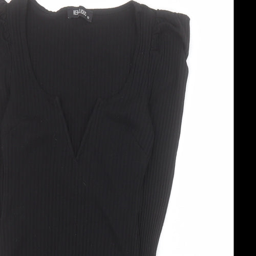 Rebellious Womens Black  Polyester Bodysuit One-Piece Size 10 L9 in Snap
