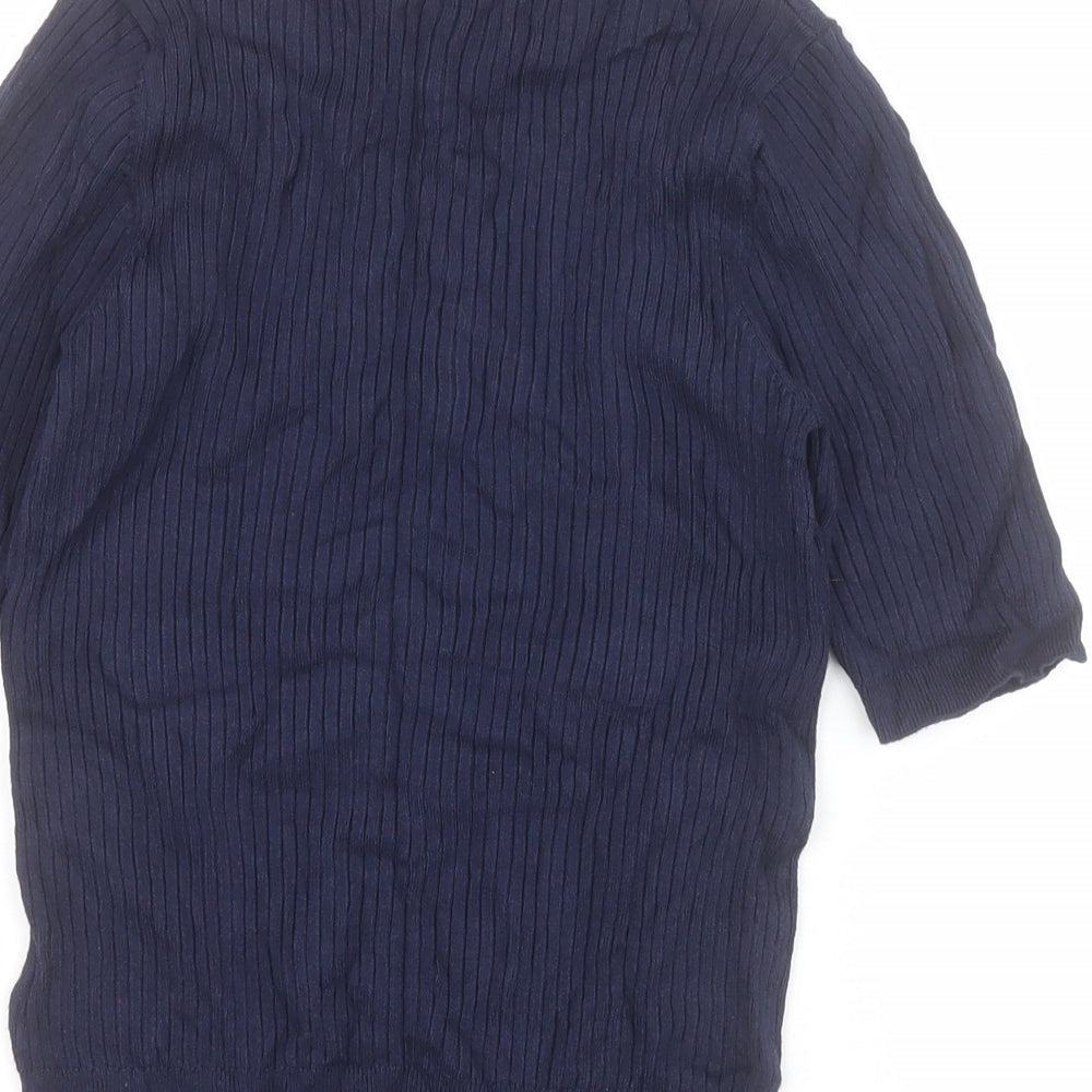 Marks and Spencer Womens Blue Crew Neck  Viscose Pullover Jumper Size 6   - Ribbed