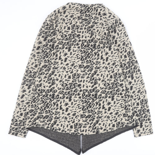Matalan Womens Beige V-Neck Animal Print Polyester Cardigan Jumper Size 10