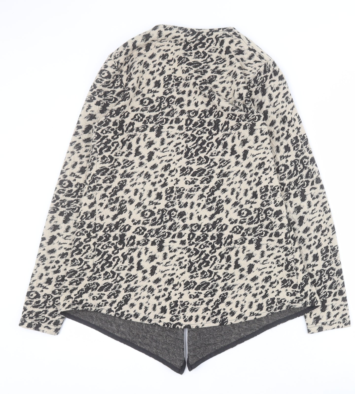 Matalan Womens Beige V-Neck Animal Print Polyester Cardigan Jumper Size 10
