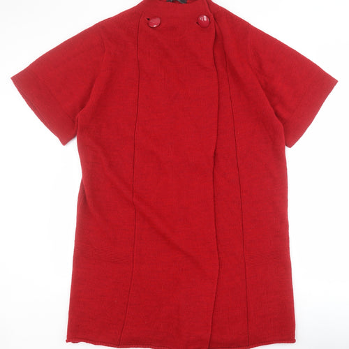 Peruzzi Womens Red High Neck  Acrylic Cardigan Jumper Size M