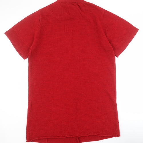 Peruzzi Womens Red High Neck  Acrylic Cardigan Jumper Size M