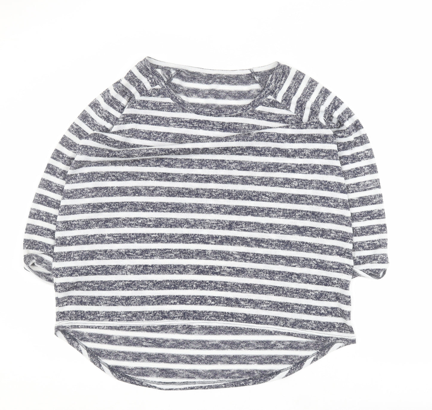 TU Womens Blue Round Neck Striped Polyester Pullover Jumper Size 16