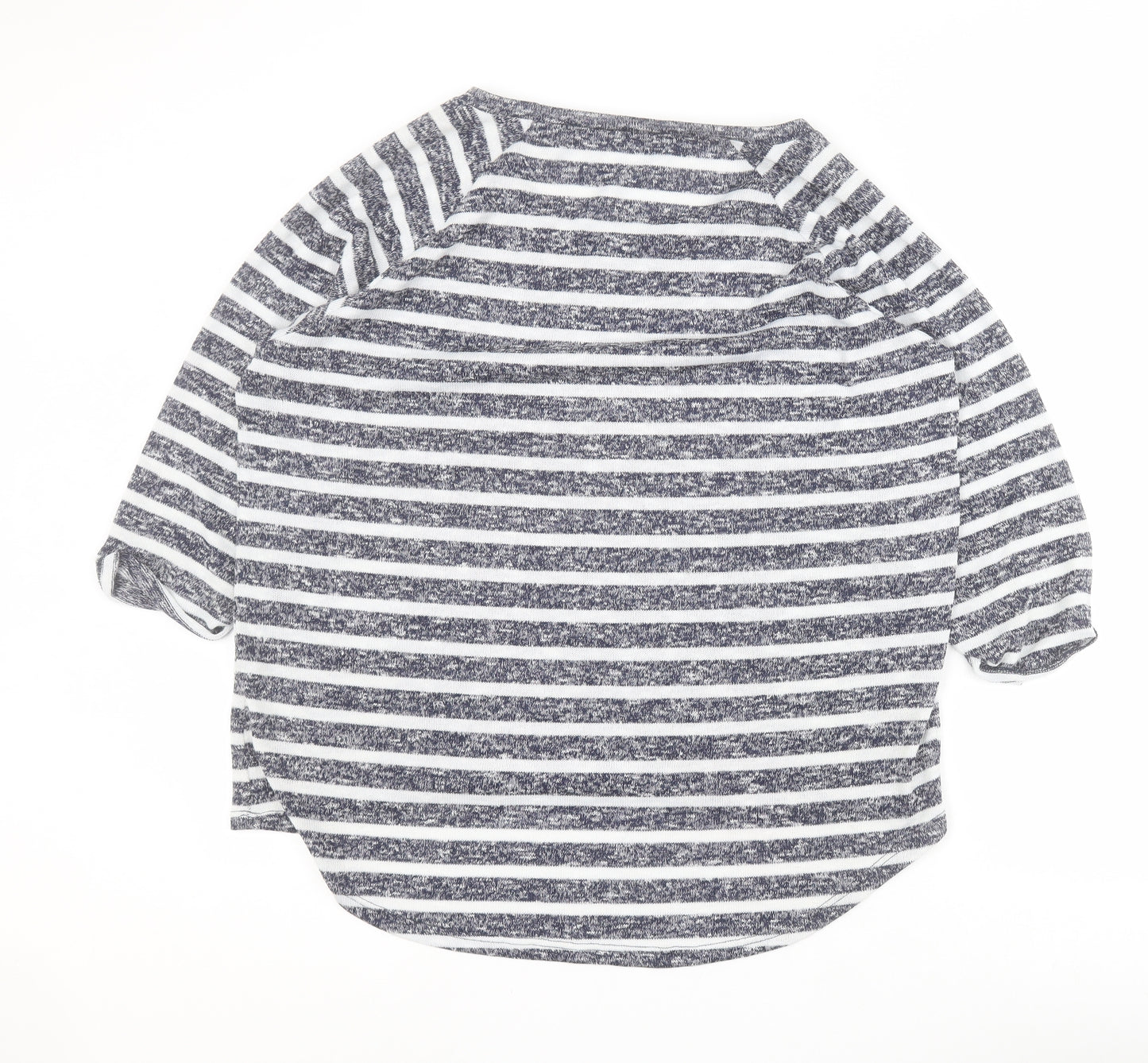 TU Womens Blue Round Neck Striped Polyester Pullover Jumper Size 16