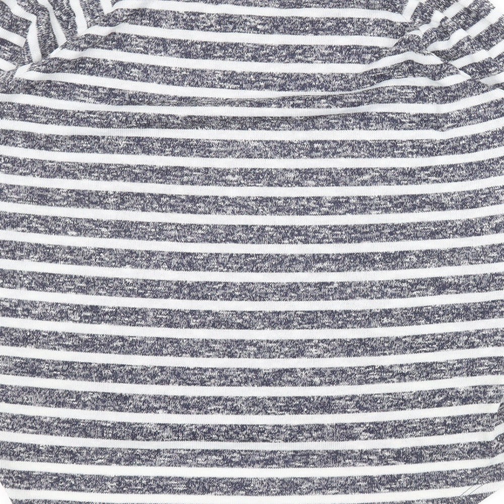 TU Womens Blue Round Neck Striped Polyester Pullover Jumper Size 16