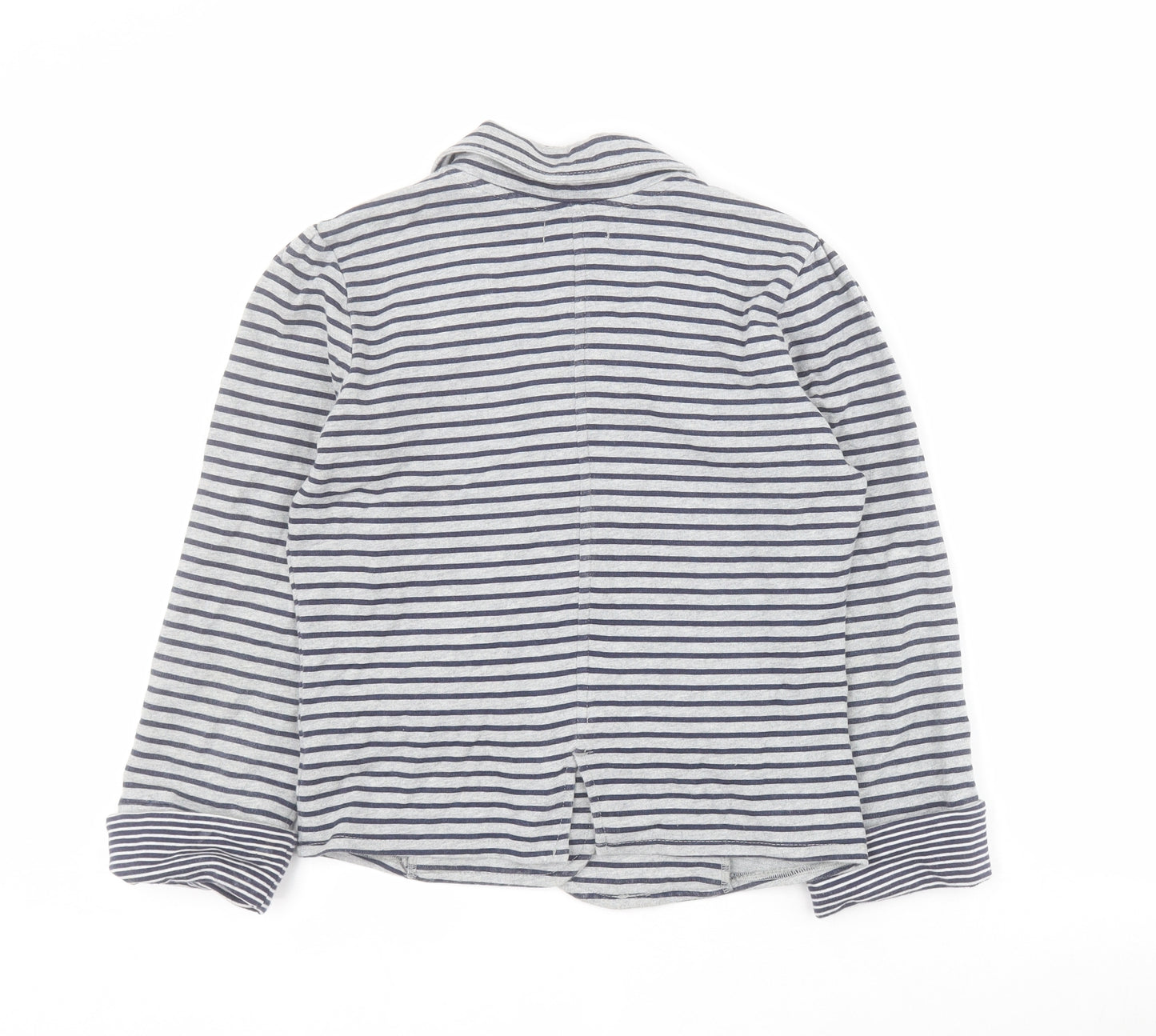 Marks and Spencer Girls Grey Striped  Jacket  Size 13 Years  Button