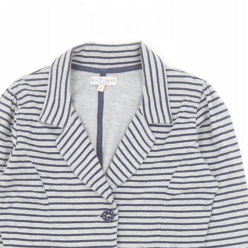 Marks and Spencer Girls Grey Striped  Jacket  Size 13 Years  Button