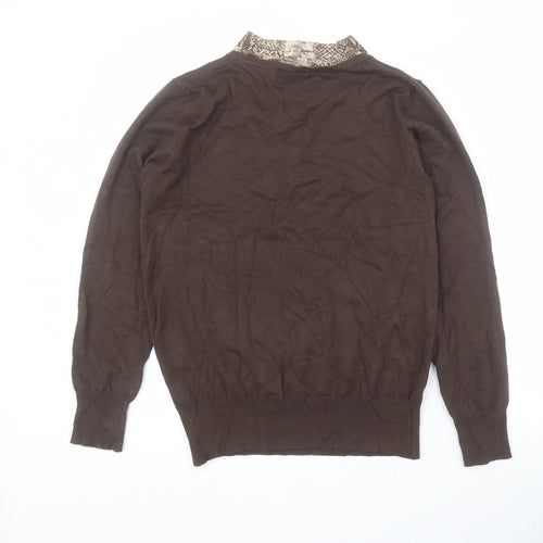 Paramour Womens Brown V-Neck  Viscose Pullover Jumper Size M
