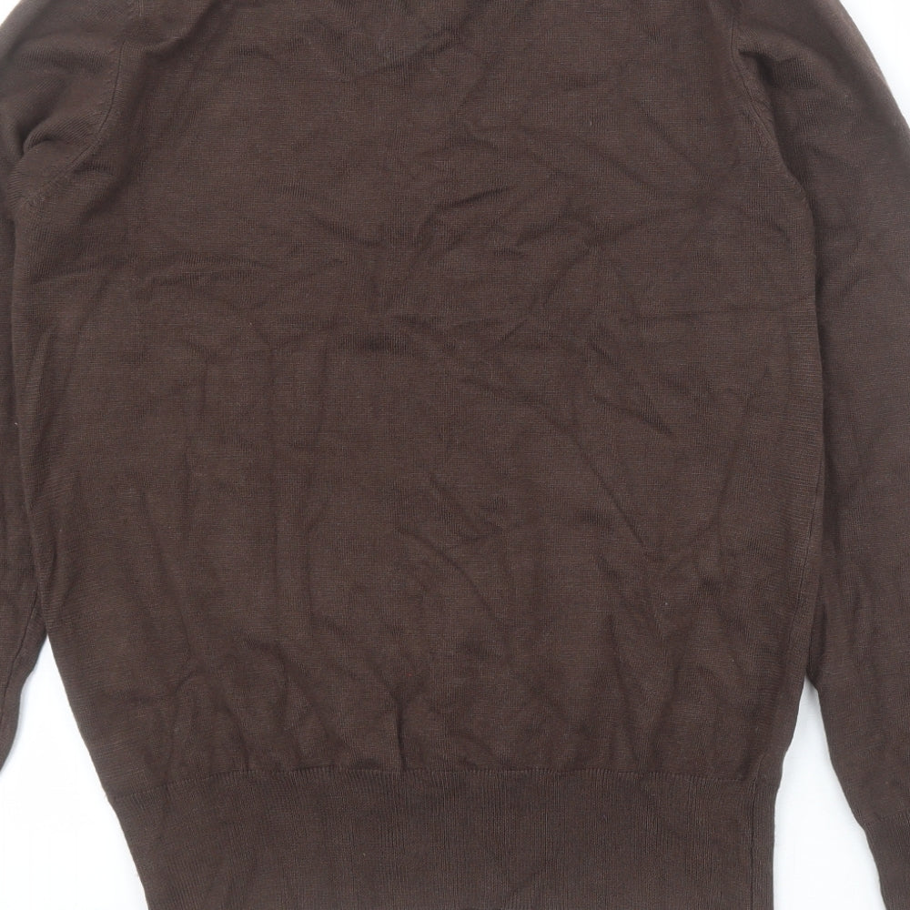 Paramour Womens Brown V-Neck  Viscose Pullover Jumper Size M
