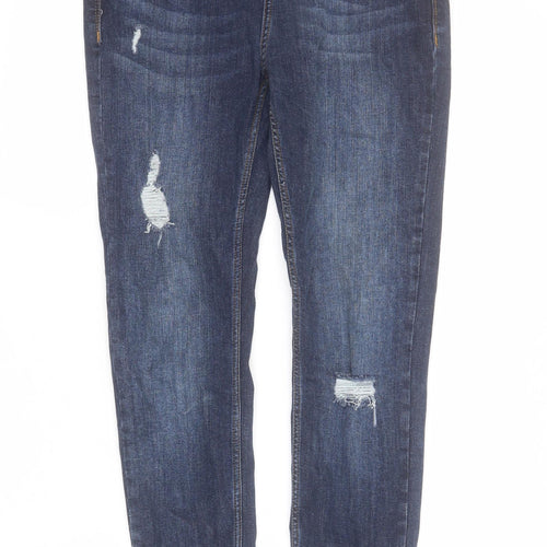 River Island Womens Blue  Cotton Mom Jeans Size 10 L28 in Regular Zip