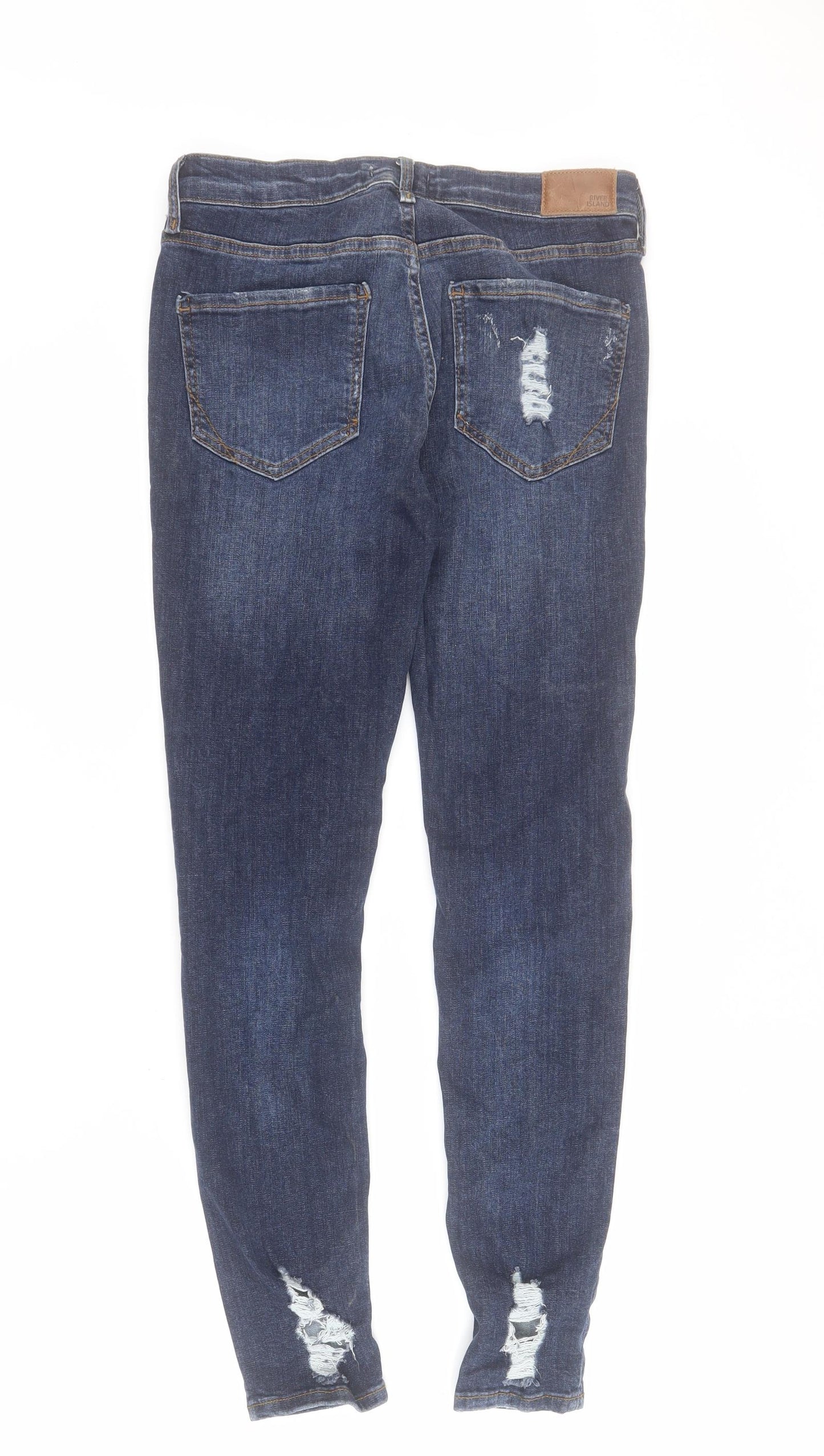 River Island Womens Blue  Cotton Mom Jeans Size 10 L28 in Regular Zip