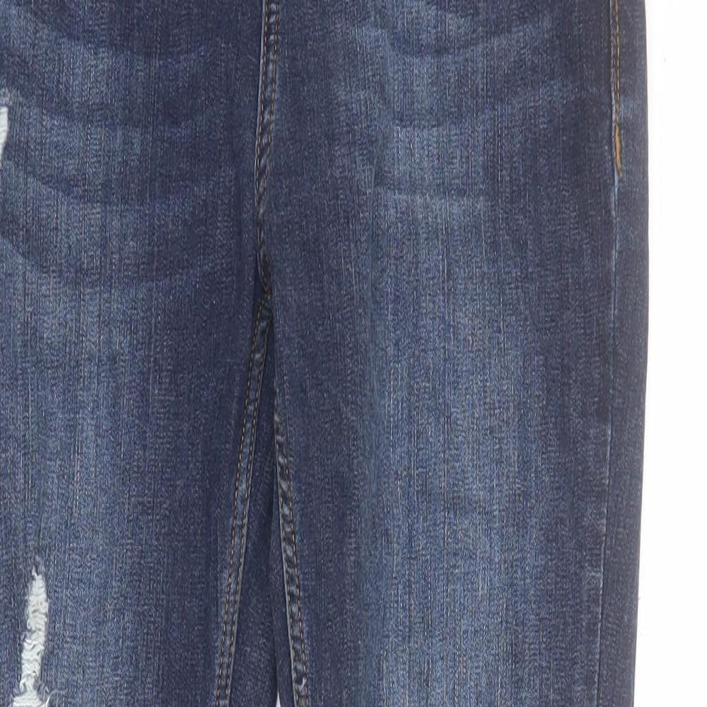 River Island Womens Blue  Cotton Mom Jeans Size 10 L28 in Regular Zip