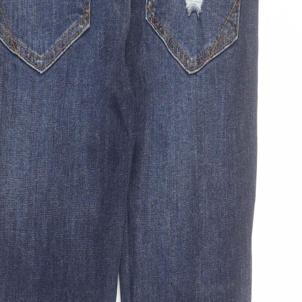 River Island Womens Blue  Cotton Mom Jeans Size 10 L28 in Regular Zip