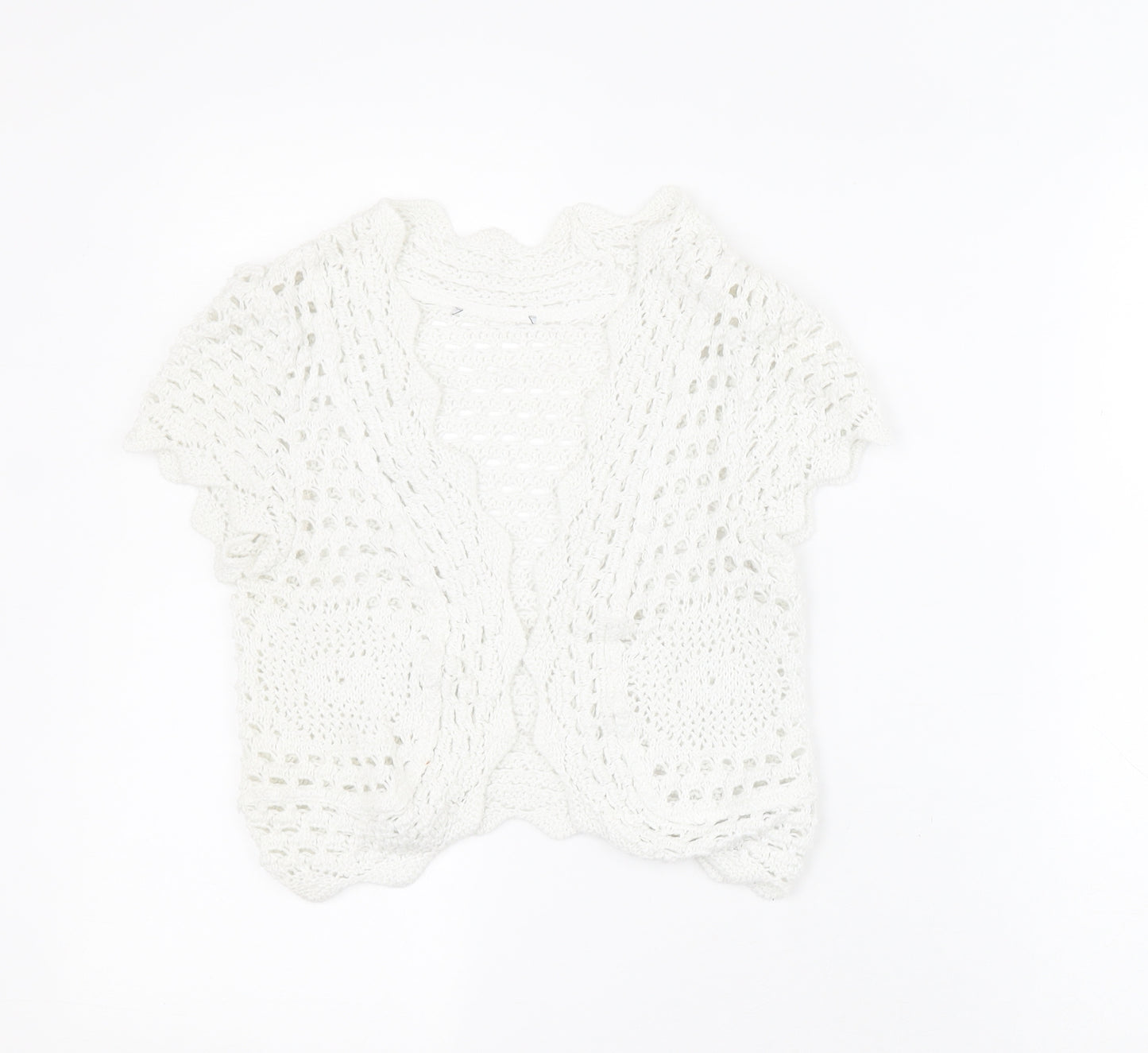 George Womens White V-Neck  Cotton Shrug Jumper Size 8