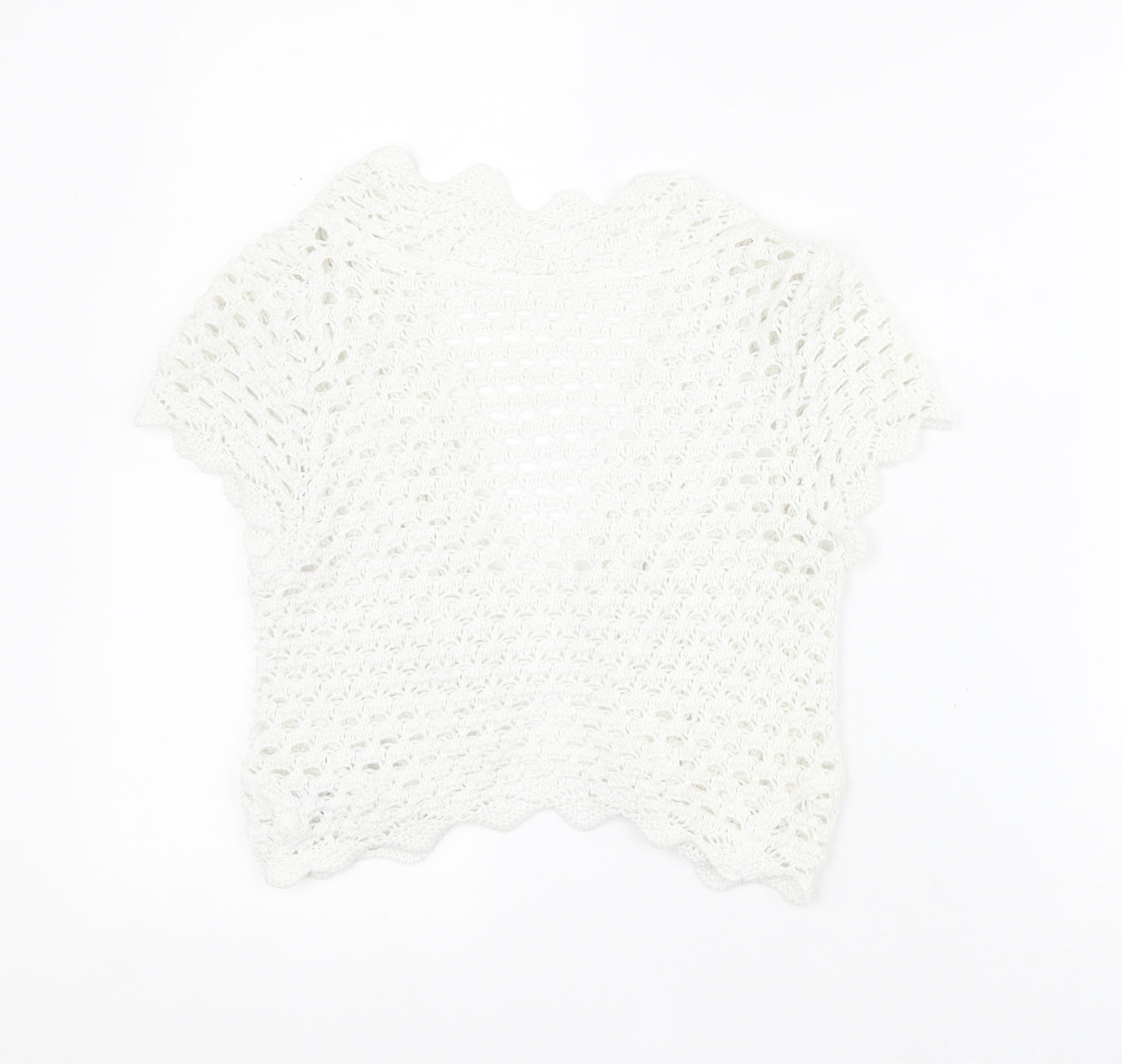 George Womens White V-Neck  Cotton Shrug Jumper Size 8