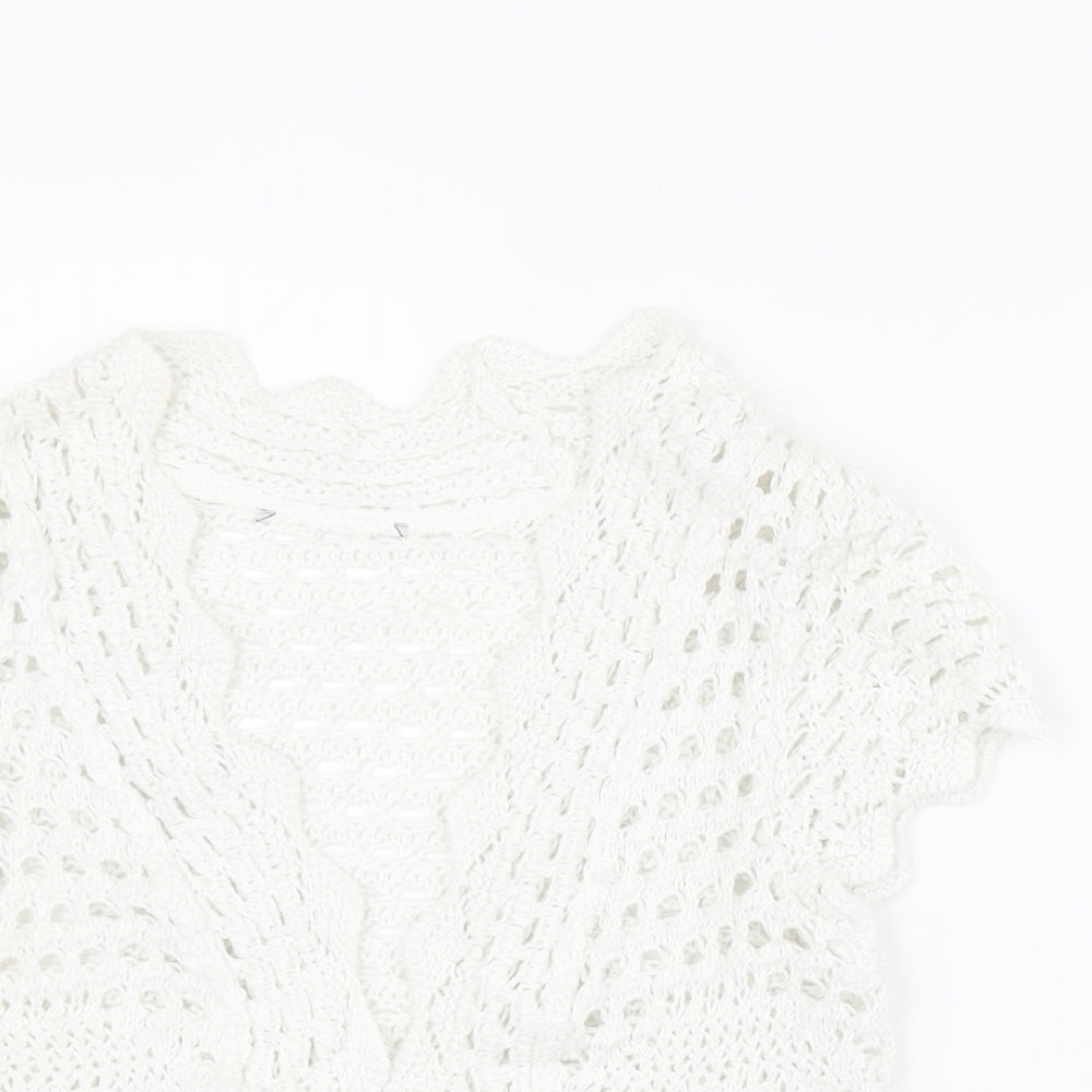 George Womens White V-Neck  Cotton Shrug Jumper Size 8