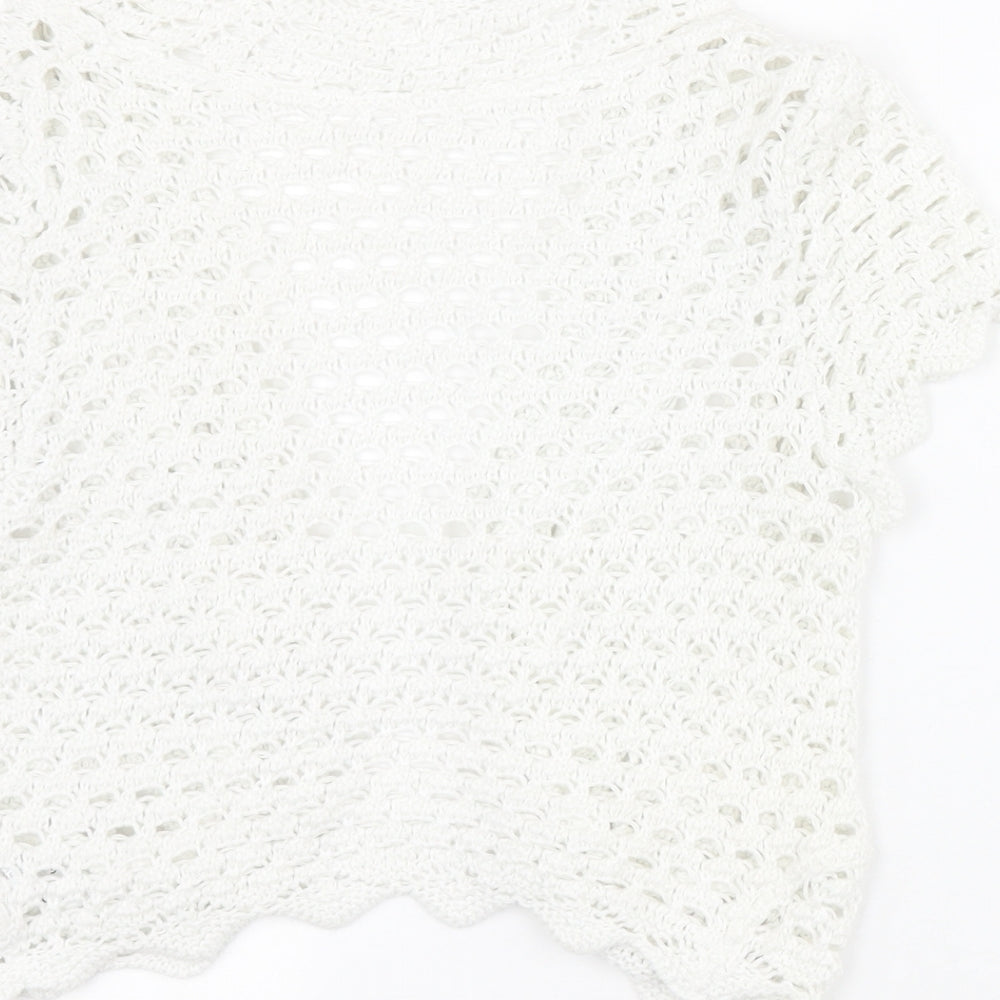 George Womens White V-Neck  Cotton Shrug Jumper Size 8
