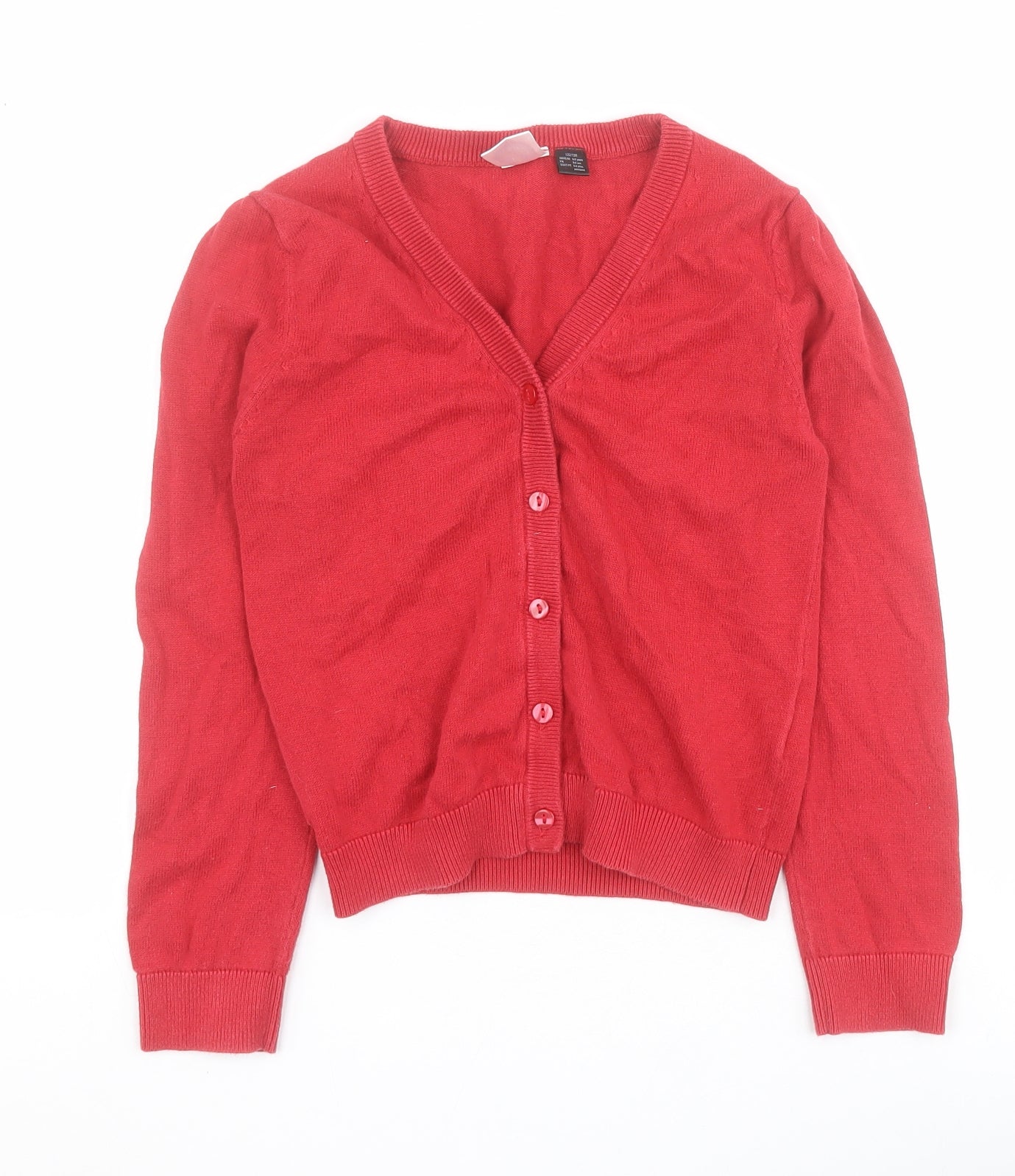 Smart Start Girls Red V-Neck  100% Cotton Cardigan Jumper Size 6-7 Years  Button - School